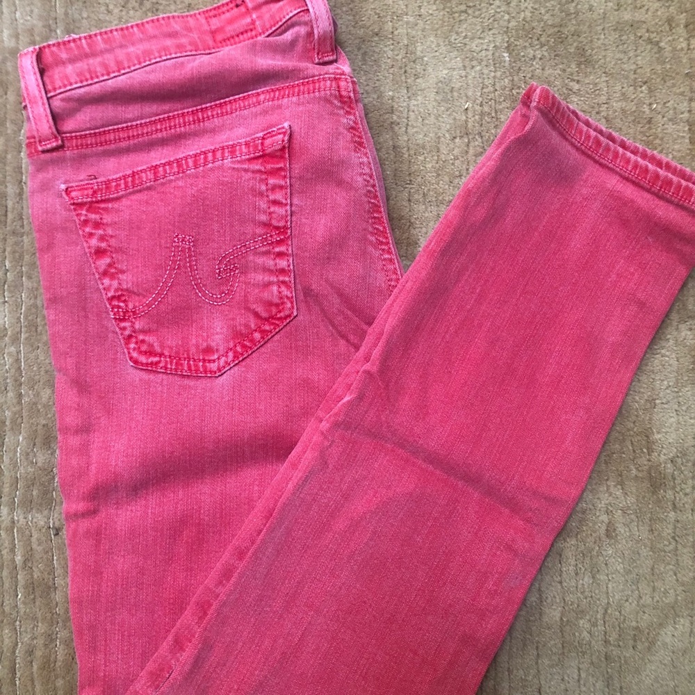 AG Red Stevie Ankle Slim Straight Jeans